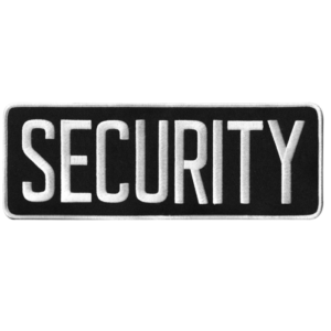 Security Back Patch - Embroidered - White on Black
