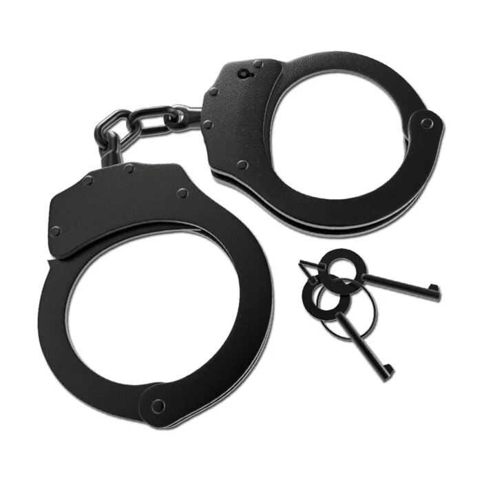 Stainless Steel Handcuffs with Key Set - Black